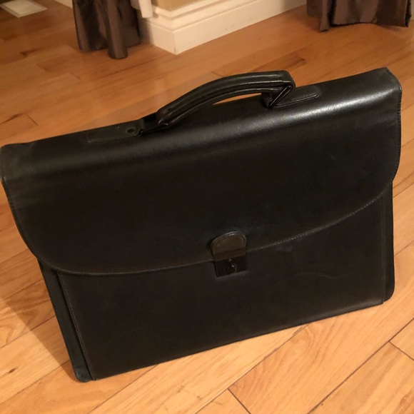 Leather briefcase black. - Picture 1 of 9